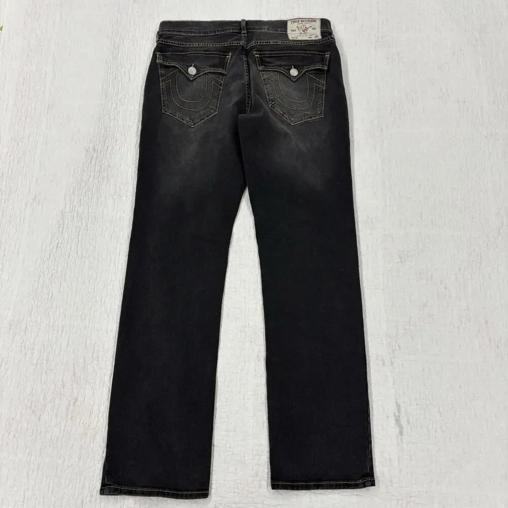 True Religion Ricky Jeans Mens 34x32 Relaxed Straight Medium Black Pants